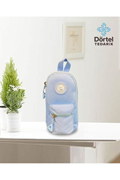 Dörtel Tedarik حافظة أقلام من القماش بسحاب من إلفنت 2، حقيبة أقلام زرقاء