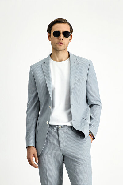 Kiğılı Super Slim Fit Extra Slim Fit Striped Elastic Waist Drawstring Seersucker Suit