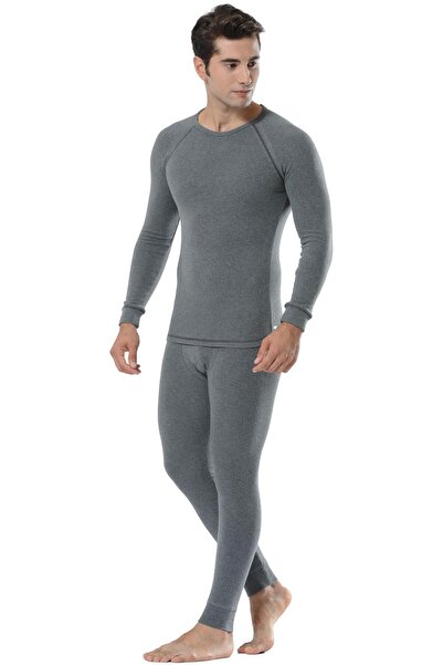 Poppy Thermal Gray Long Sleeve Bottom-Upper Set Outdoor Pt-41