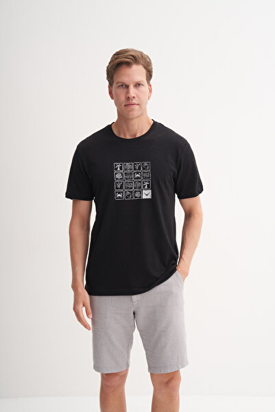 Cazador Μπλουζάκι με βαμβακερό σχέδιο με λαιμόκοψη Slim Fit