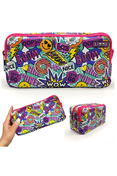 Limmy حافظة أقلام بوم واو أوبس، حافظة أقلام من الجلد النباتي، حافظة أقلام ذات قسمين