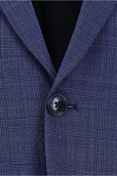 Kiğılı Slim Fit Dar Kesim Yünlü Ekose Gofre Takım Elbise