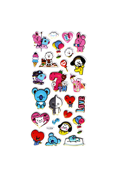 Limmy ملصق دفتر ملاحظات منقوش، ملصق مخطط (limyl-024) - 17X9 سم - Fun BTS BT12