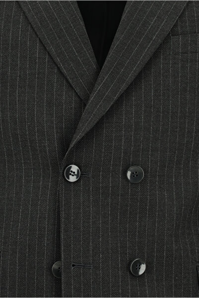 Kiğılı Slim Fit Dar Kesim Çizgili Kruvaze Takım Elbise