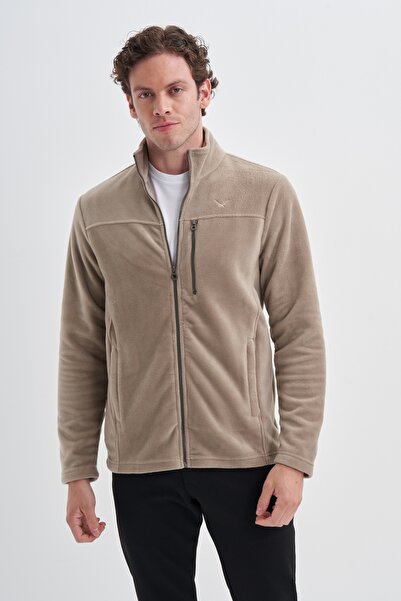 Cazador Βασική ζακέτα από ύφασμα Fleece με κανονική εφαρμογή με όρθιο γιακά