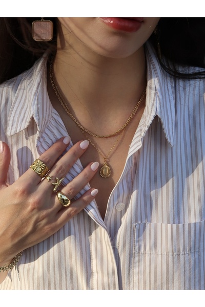 Roosvel Damla Vintage Çelik Kolye