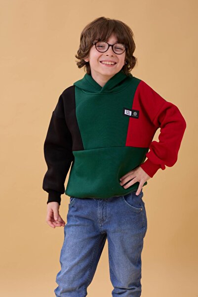 Perendi سترة رياضية للأولاد بقلنسوة وثلاثة أربطة باللون الأخضر