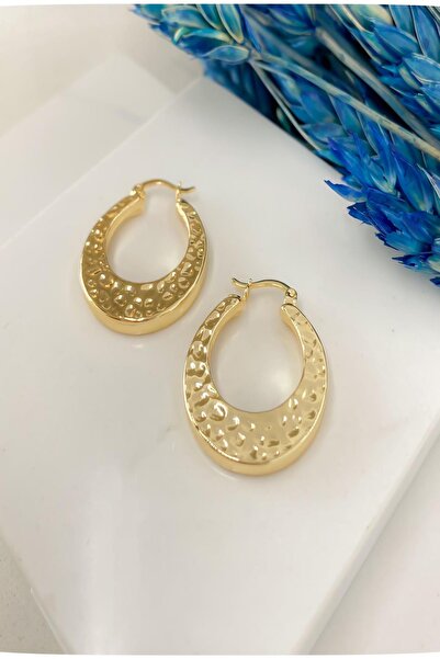 DEMOKAN Kadın Küpe Vintage Taşlanmış Yuvarlak Küpe