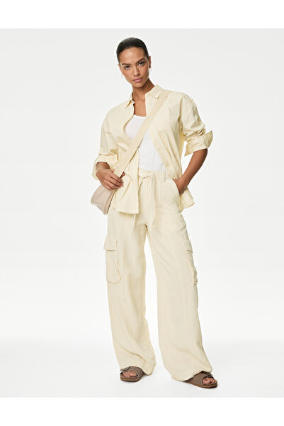 Marks & Spencer Wide Leg Keten Kargo Pantolon