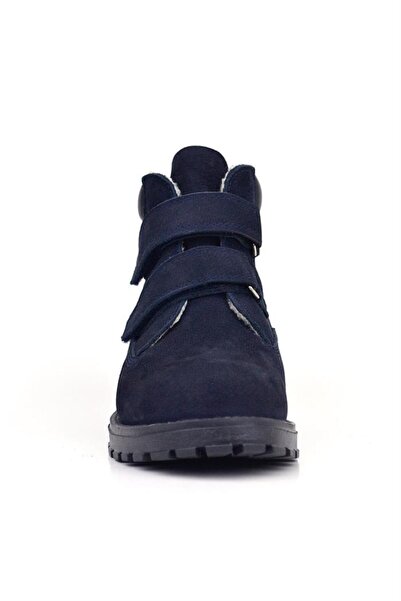 Rakerplus Neson Hakiki Deri Lacivert Nubuk Kürklü Cırtlı Çocuk Bot