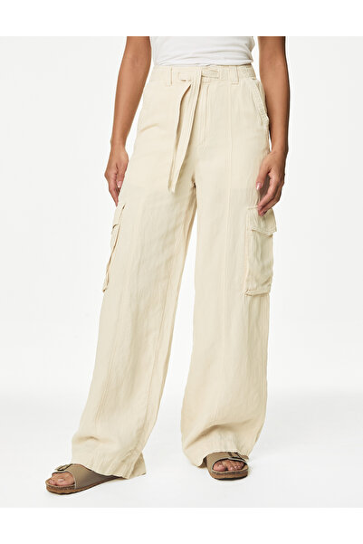Marks & Spencer Wide Leg Keten Kargo Pantolon