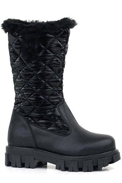 Rakerplus Black Long Zippered Girl's Rain Boots