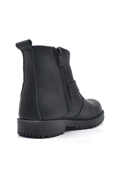 Rakerplus Chiron Genuine Leather Black Zippered Children's Boots