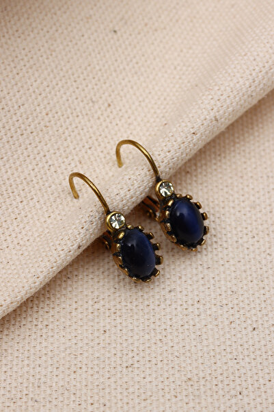 LA PERRY ACCESSORIES حلق أصلي من الحجر الأزرق الداكن
