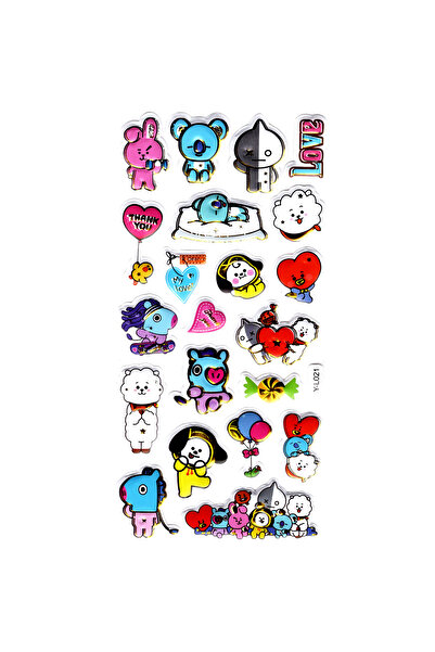 Limmy ملصق دفتر ملاحظات منقوش، ملصق مخطط (limyl-021) - 17X9 سم - Kpop BT21 BTS