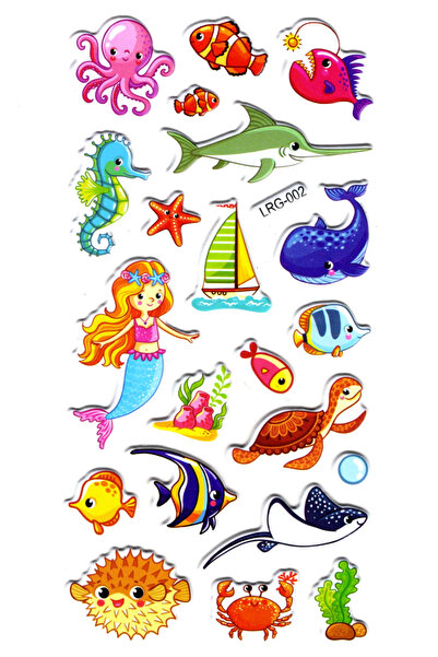 Limmy ملصق منقوش بنمط سمكة حورية البحر - ملصق مخطط مقاس 17 × 9 سم (Lrg002)