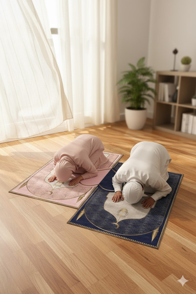 FOREVER ALDORA Double Knee Painless Soft Prayer Mat Set – Pink and Navy Blue