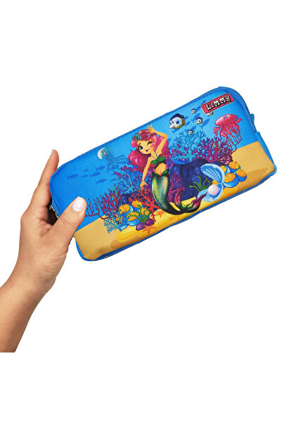 Limmy Μολυβοθήκη Little Mermaid Μολυβοθήκη Vegan Δερμάτινη θήκη για στυλό με δύο θήκες - Μπλε
