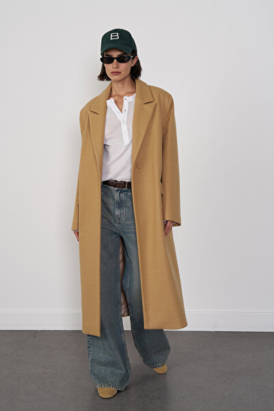 Beyyoglu Oversize Yün Karışımlı Kaşe Kaban