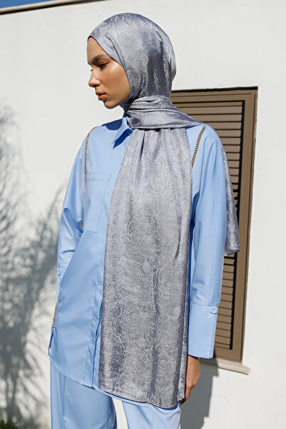 Mooncorn Moren Pattern Shine Line Σάλι Γκρι-Γκρι