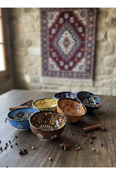 qtahya homes queen of kütahya 8 cm Lace Bowl Snack Bowl - Kutahya 6 Pieces Handmade