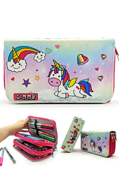 Limmy Unicorn Candy Themed Modelist Pencil Case Pencil Case Vegan Leather Three Compartment Pen Holder