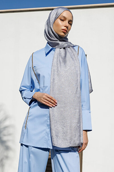 Mooncorn Moren Pattern Shine Line Σάλι Γκρι-Γκρι