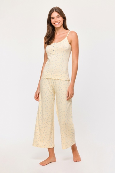 Woody Women's Pajamas-Tpb - 932-Flower Printed Ecru