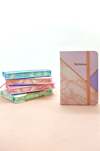 Limmy Dekoratif Şık A7 Not Defteri , Lastikli Cep Defteri - Pudra