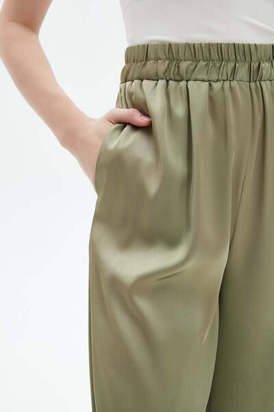 Nichii بنطلون نسائي مستقيم الساق بخصر مرتفع