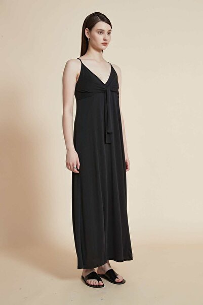 Yola Solid Ruffled Maxi Dress with Straps