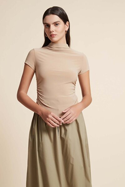 Yola High-Neck Short-Sleeve Top