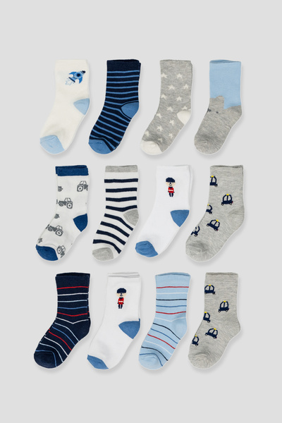 Defne Baby 12 زوجًا من الجوارب القطنية والمزخرفة للأولاد والأطفال الرضع