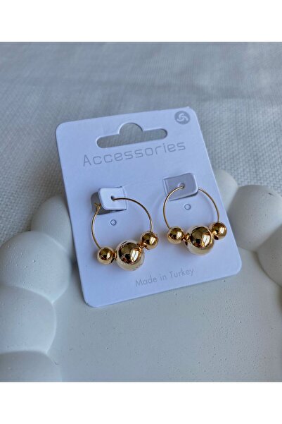 DEMOKAN Two Size Ball Beaded Women's Earrings Hoop