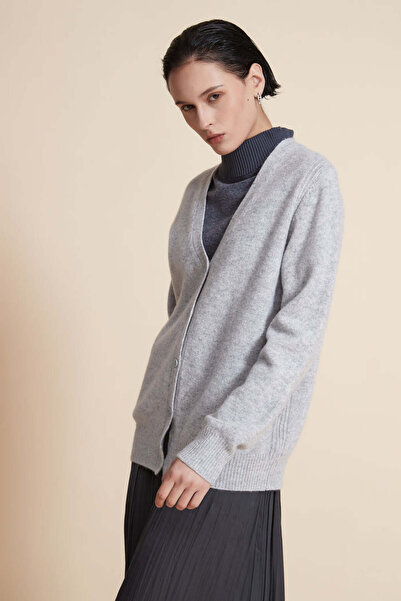 Yola Plain Button-Up Long Sleeve Cardigan