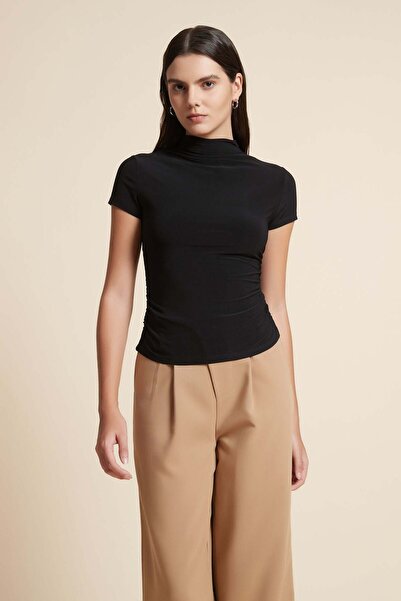 Yola High-Neck Short-Sleeve Top