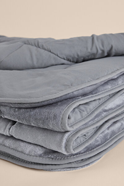 Penelope Double Sided Welsoft Quilt Gray 195X215 cm - Velour Series