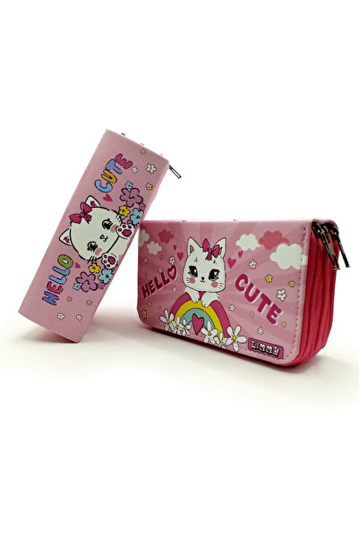 Limmy Μολυβοθήκη Hello Cat Patterned Organizer Μολυβοθήκη Vegan Δερμάτινη θήκ...