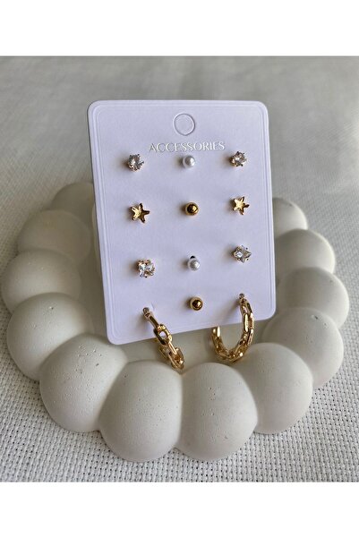 DEMOKAN Kadın Küpe 12'li Yıldız Geçme Halka Küpe