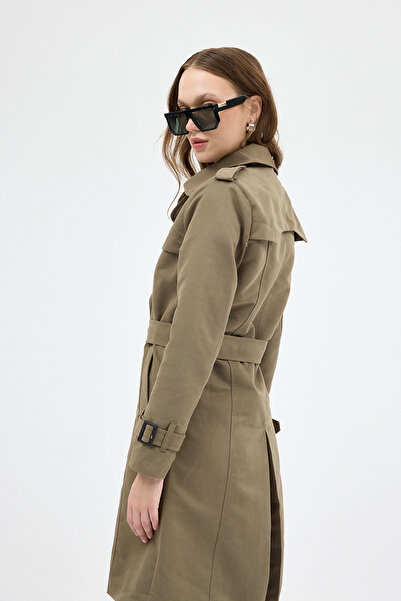 Rays 3033A Bel Bağlama Detay Trençkot Haki