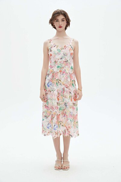 Nichii Floral Ruffled Midi Dress with Straps