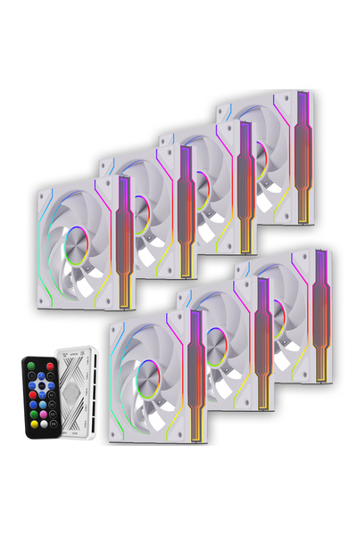 GAMELİNE FRESH x1 7'li SET KUMANDALI ARGB 120mm Kasa Fanı 6 PİN Beyaz