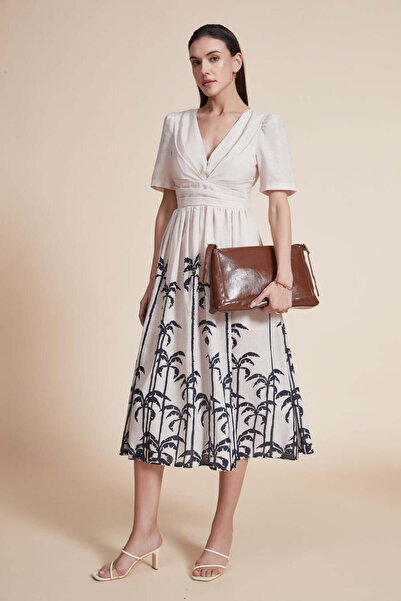 Yola V-Neck Half Sleeve Ruffled Midi Dress