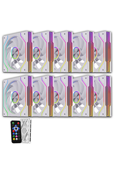 GAMELİNE FRESH x1 10'LU SET KUMANDALI ARGB 120MM Kasa Fanı 6 PİN Beyaz