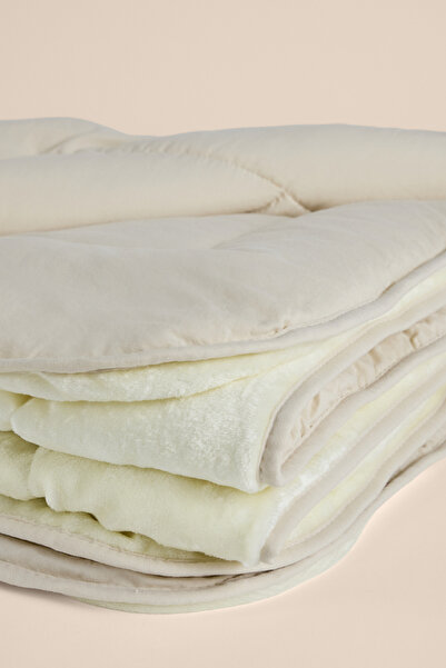 Penelope Çift Kişilik Çift Taraflı Welsoft Yorgan Krem 195x215 cm - Velour Serisi