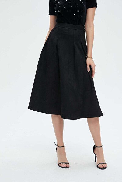Nichii Ruffled Solid Midi Skirt