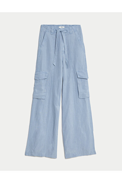 Marks & Spencer Wide Leg Keten Kargo Pantolon