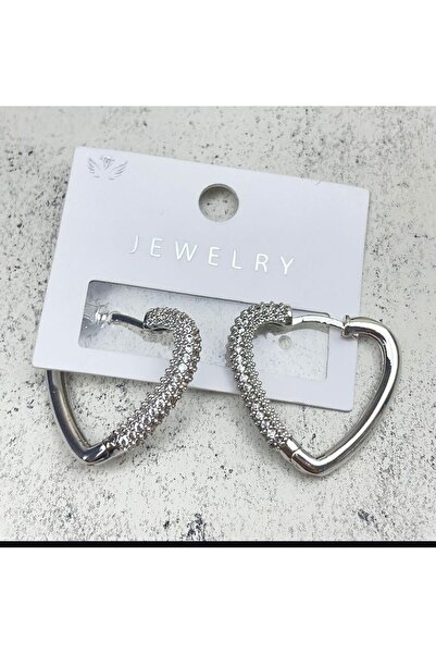 DEMOKAN Kadın Küpe Zirkon Taş Kalp Kararmaz Küpe