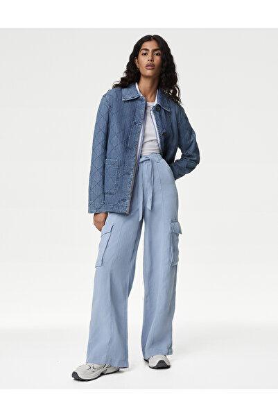 Marks & Spencer Wide Leg Keten Kargo Pantolon