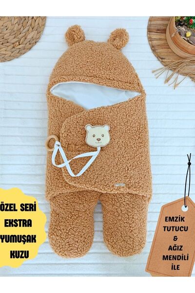 Tomuycuk Welsoft Plush Baby Swaddle Blanket Footed Sleeping Bag |   Winter Thick Coat |   0-12 Months Newborn